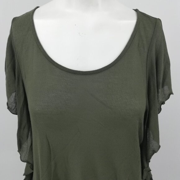 Hinge Sheer Green Ruffle Top Size S - Picture 4 of 13